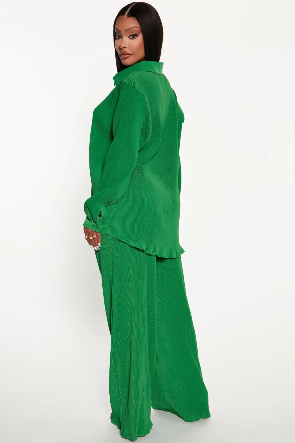 Giving You Life Plisse Pant Set - Kelly Green
