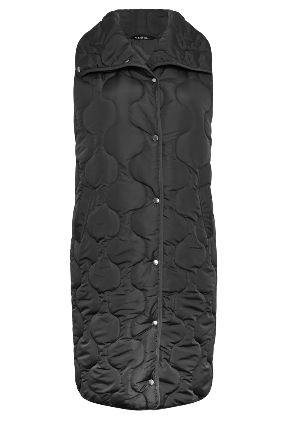 YOURS Curve Olive Green Funnel Neck Quilted Longline Gilet