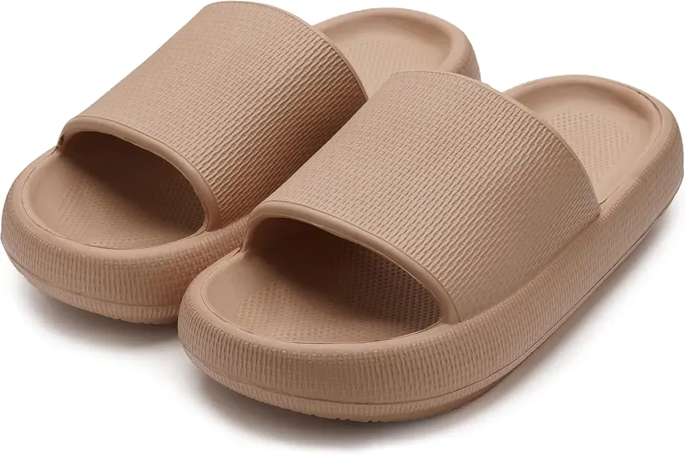 WHITIN Pillow Slippers for Women Non Slip | Cushioned Thick Sole Slides | Quick Drying Bathroom Sandals