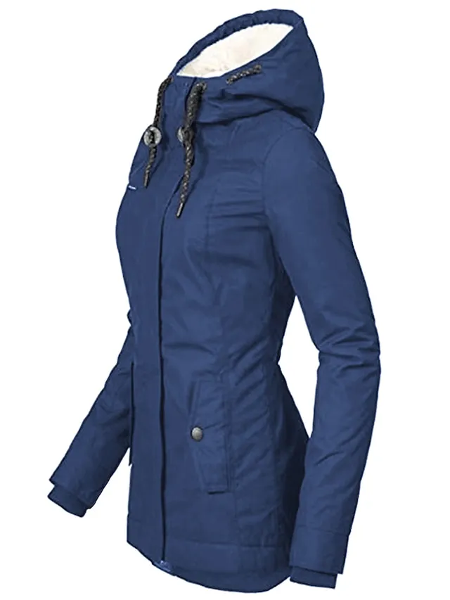 Women's Parka Street Fall Winter Puffer Jacket Long Coat Windproof Warm 3 in 1 Loose Casual Sports Jacket Long Sleeve Solid Color Zipper Purple Blushing Pink Waterpoof Daily Wear Down Parkas  Lined
