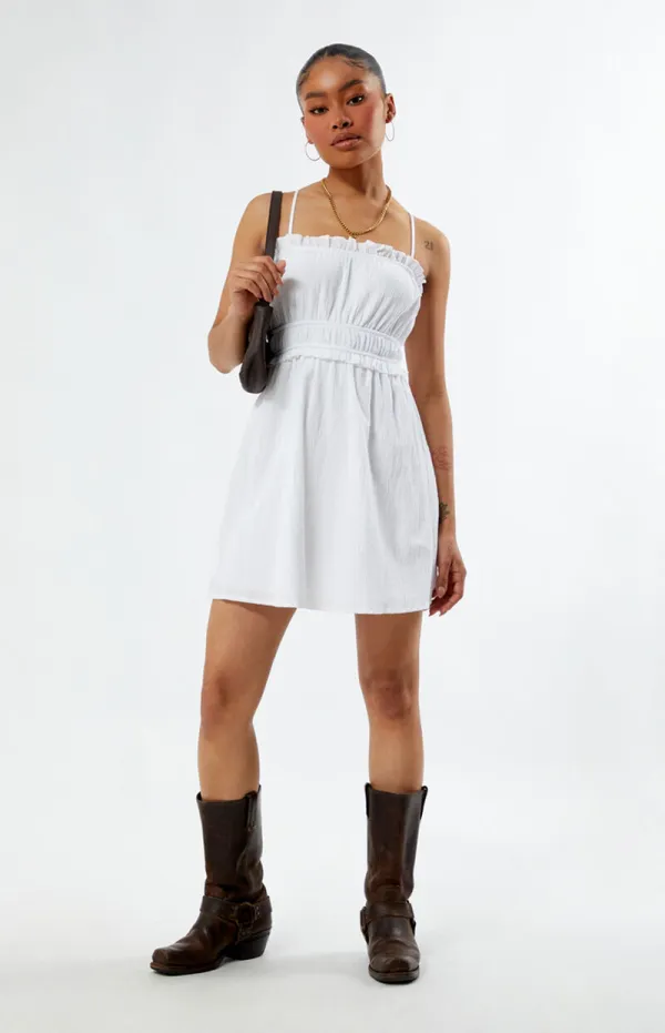 LA Hearts Textured Babydoll Mini Dress