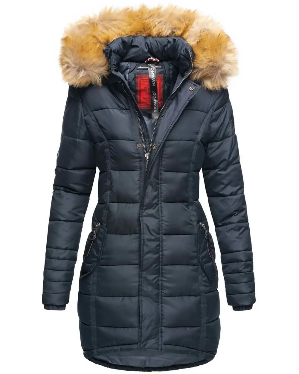 Fashion ladies parka coat with fur collar L