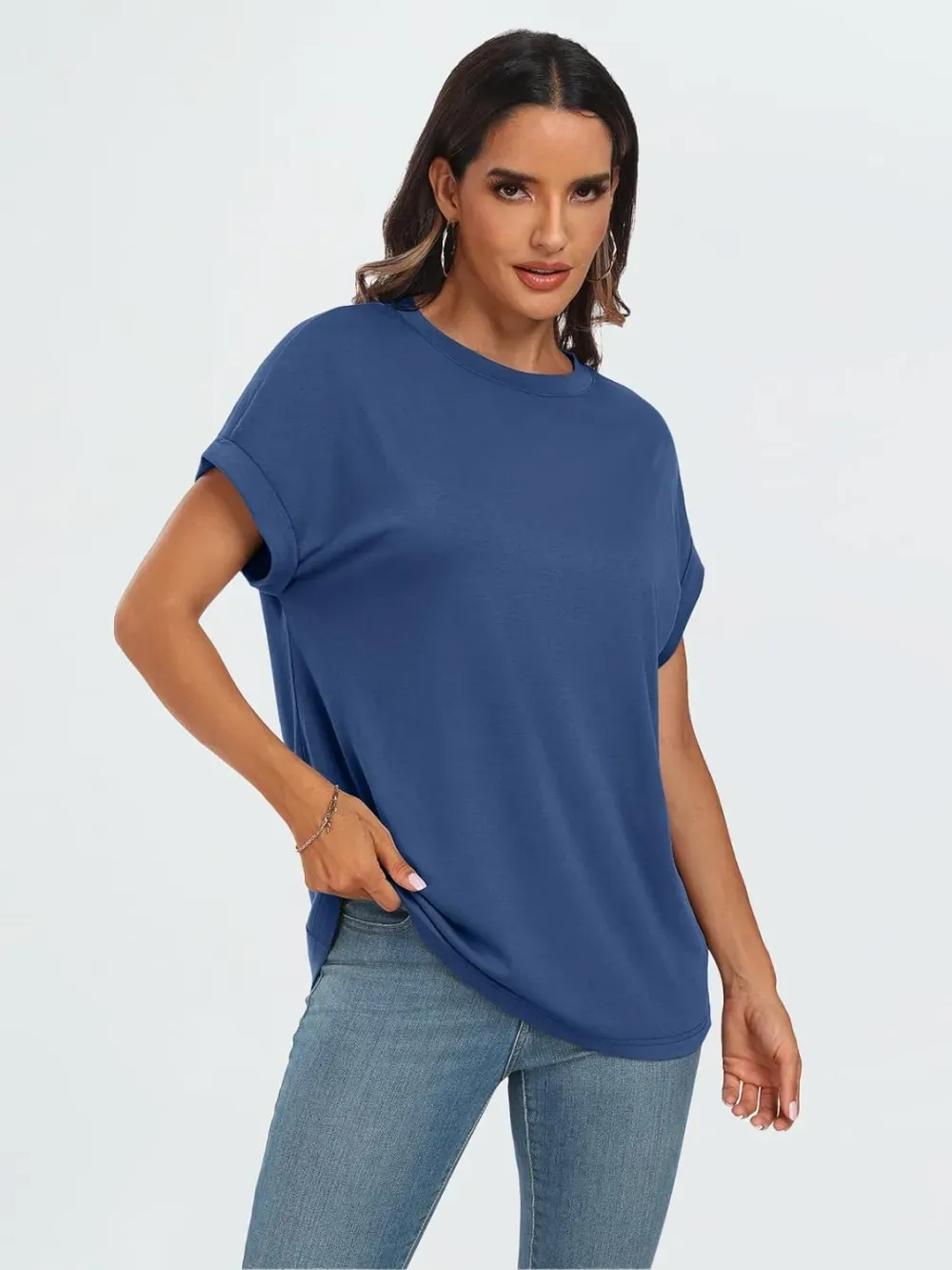 AUTOMET Women Tops Casual Basic T Shirts Loose Fit Crewneck Short Sleeve Summer Outfits