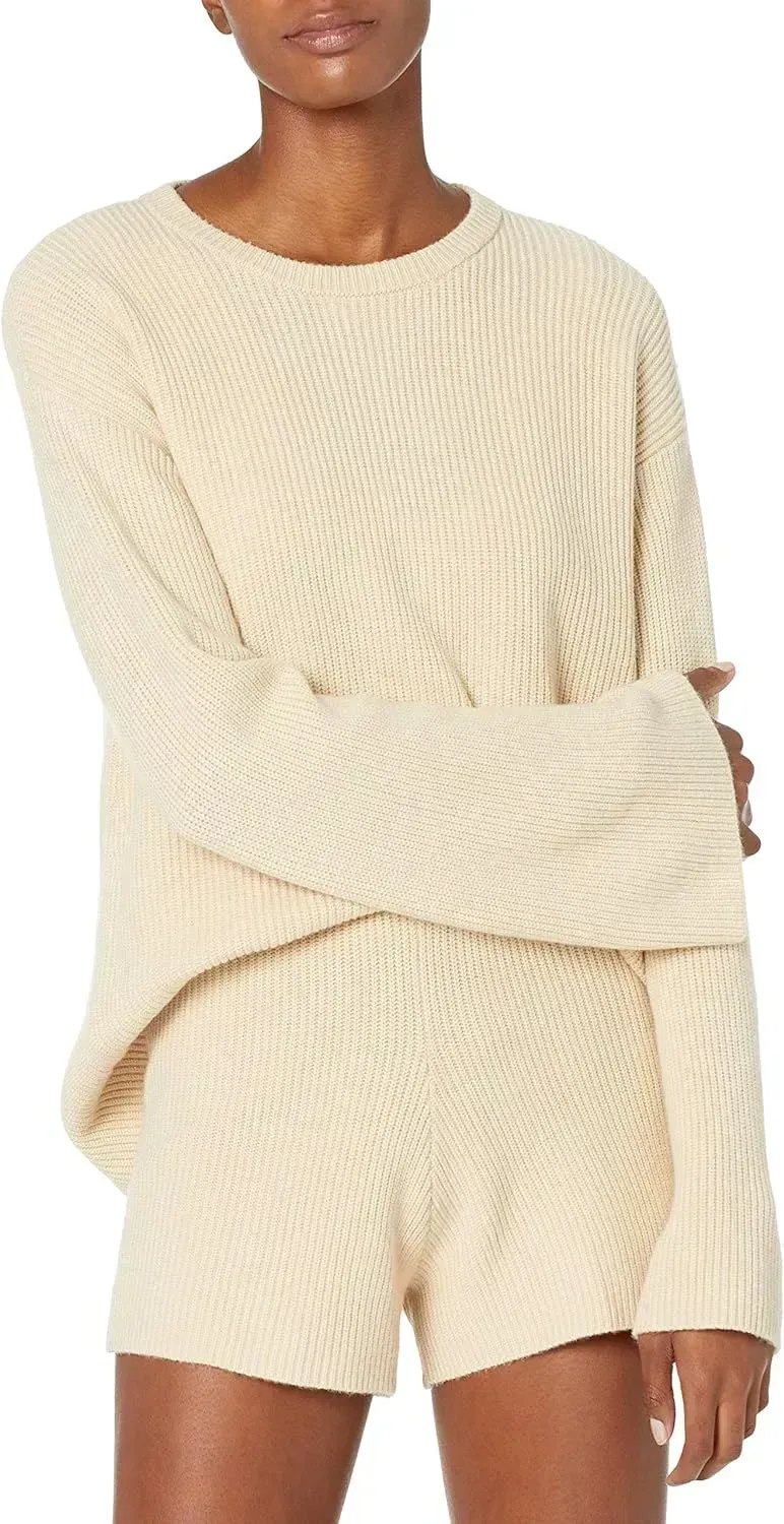 Women's Alice Crewneck Back-Slit Ribbed Pullover Sweater