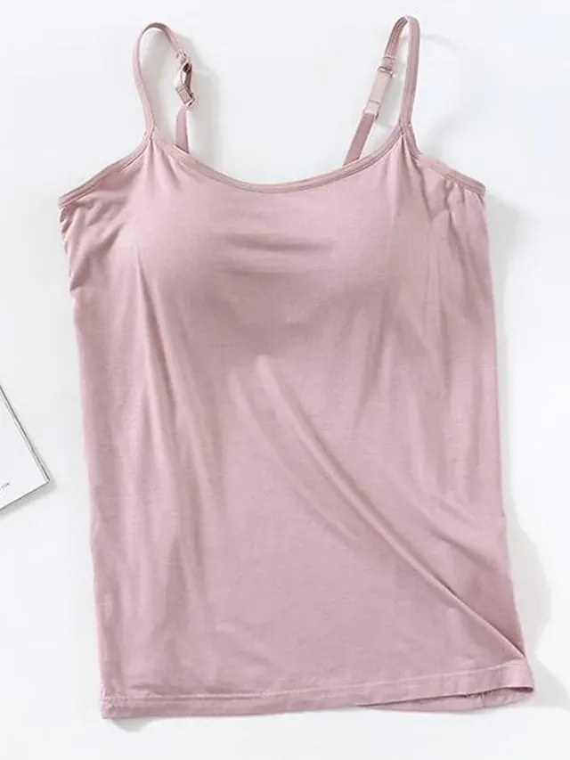 Women's Tank Top Basic Plain Regular Tops Sleeveless U Neck Regular Fit Casual Black White Pink Blue Khaki