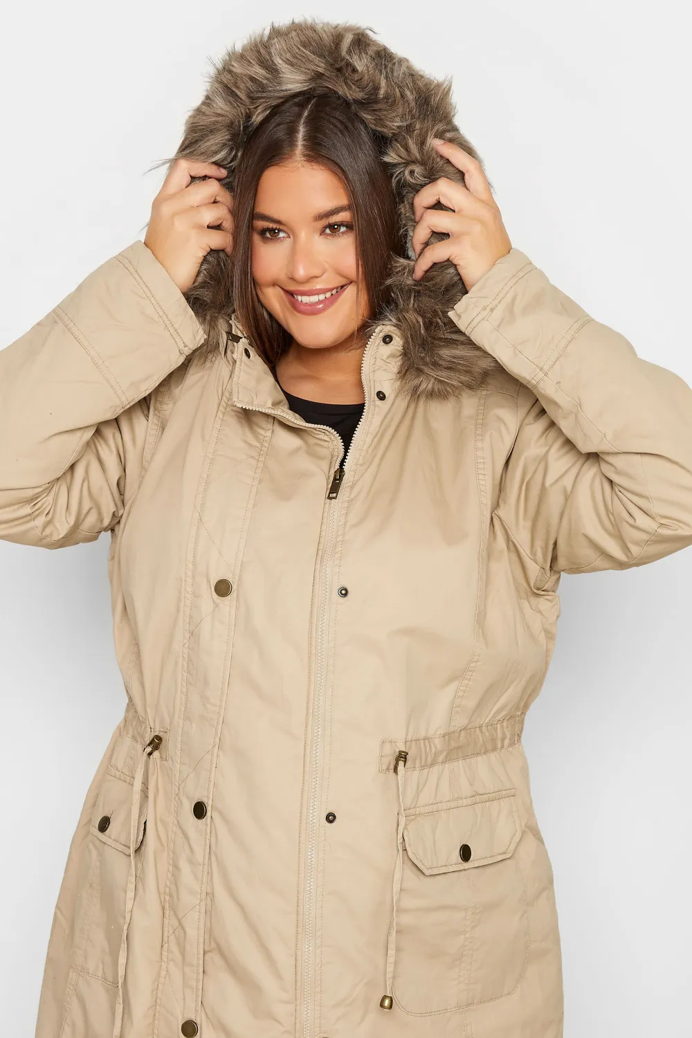 LTS Tall Beige Brown Maternity Parka