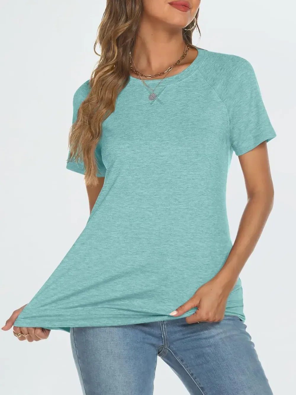 AUTOMET T Shirts Short Sleeve Crewneck Tees for Women Trendy Lightweight Soft Casual Summer Tops Clothes 2024