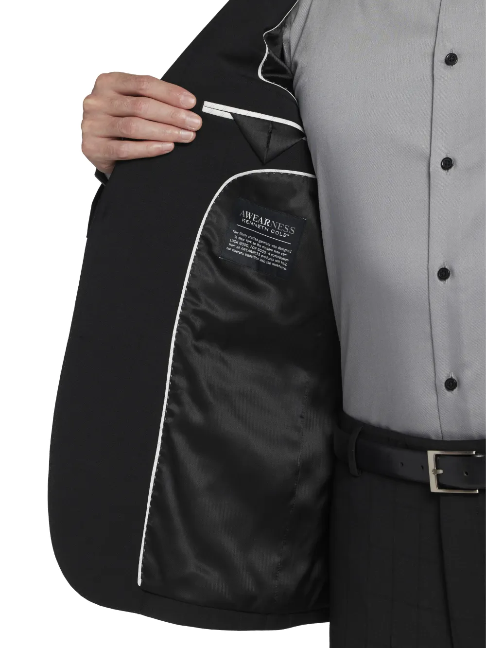 Awearness Kenneth Cole Modern Fit Wool Blend Windowpane Suit Jacket