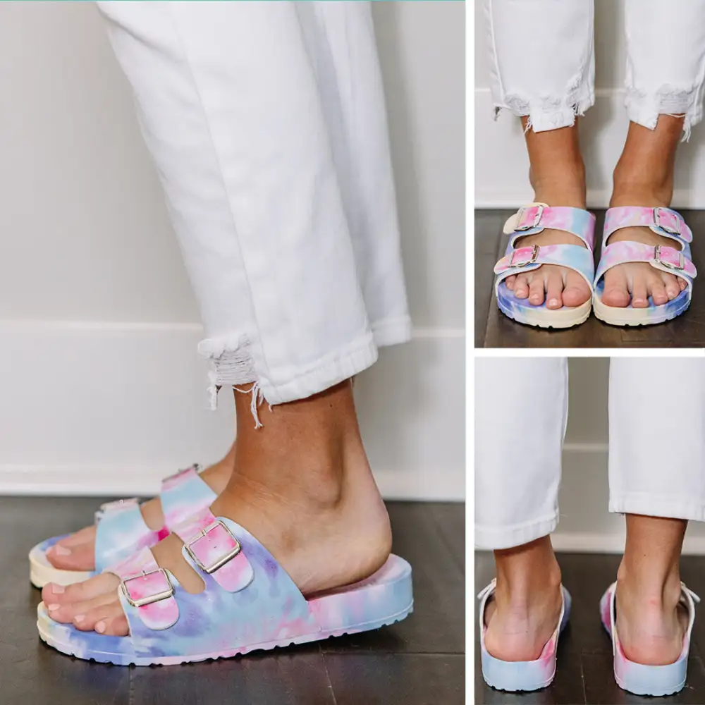 Fun In The Sun Yellow Tie Dye Sandals