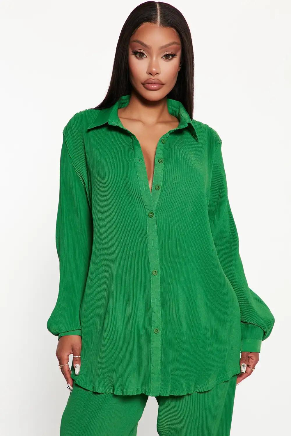 Giving You Life Plisse Pant Set - Kelly Green