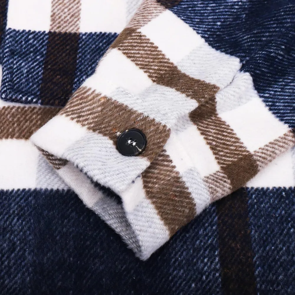 Women's Flannel Plaid Shacket Long Sleeve Button Down Chest Pocketed Shirts Jacket Coats