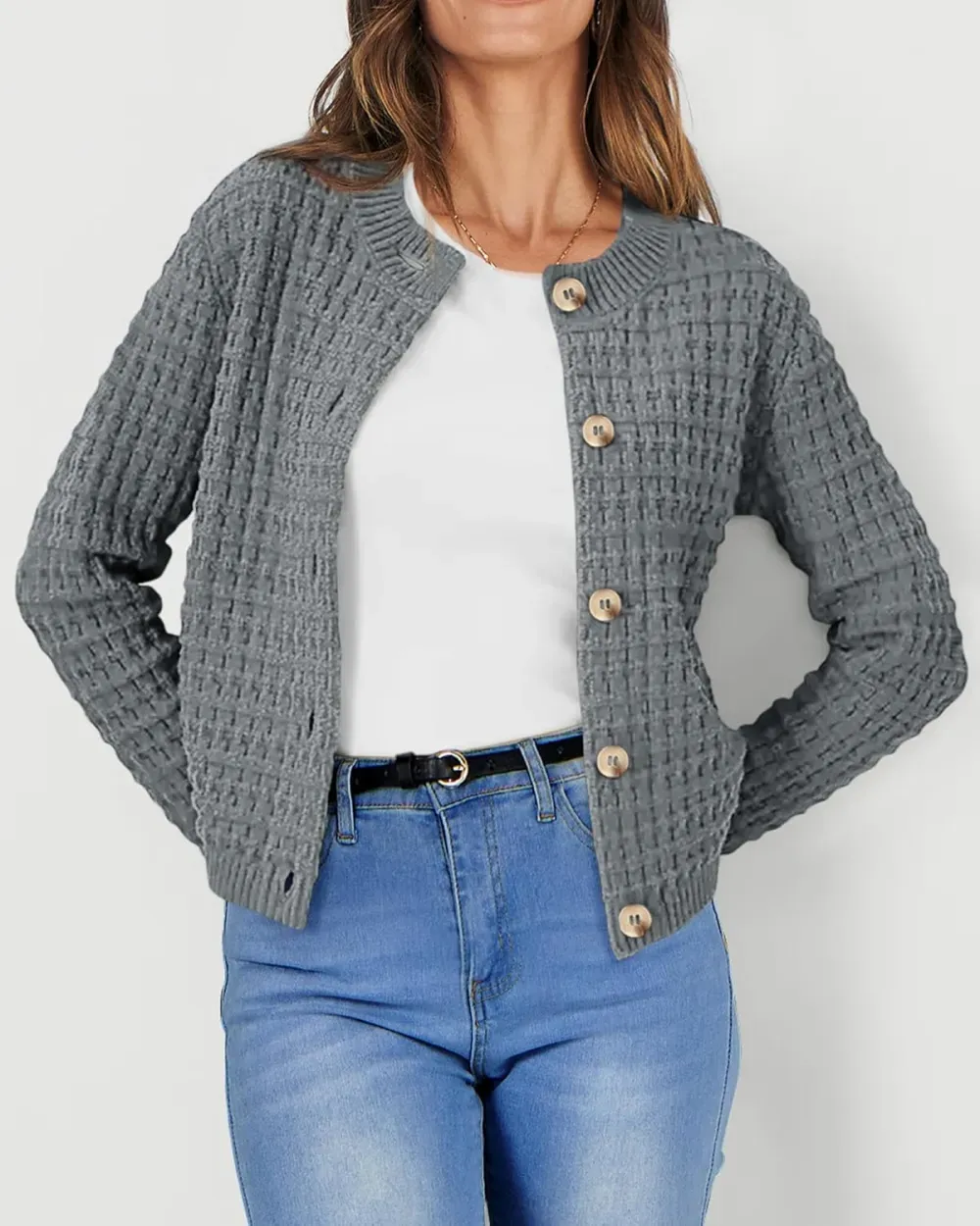 Women's Knit Cardigan Sweaters Casual Long Sleeve Open Front Button Down Trendy Jackets Outerwear