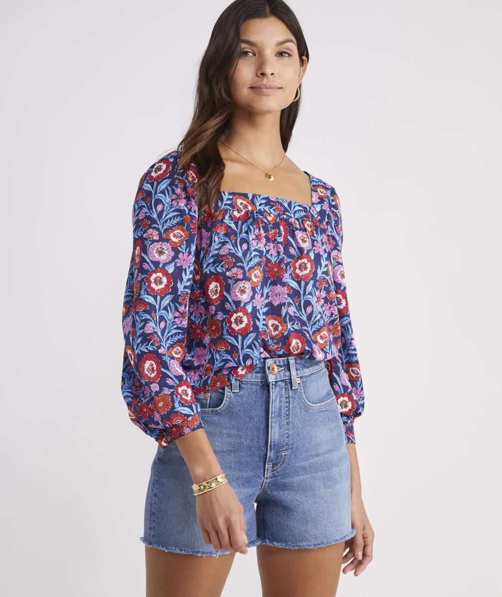 Tisbury Floral Square-Neck Top