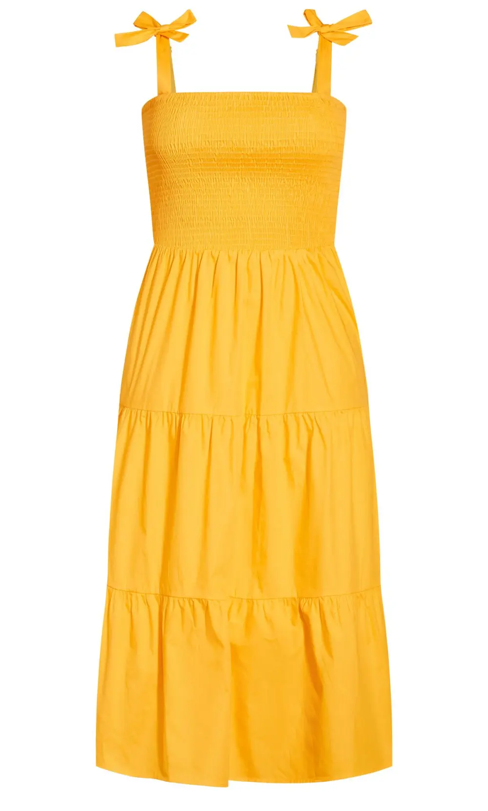Evans Yellow Shirred Maxi Dress