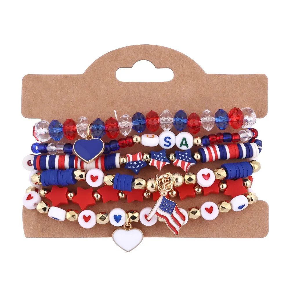 American Independence Day Flag Multi-layer Stretch Bracelet