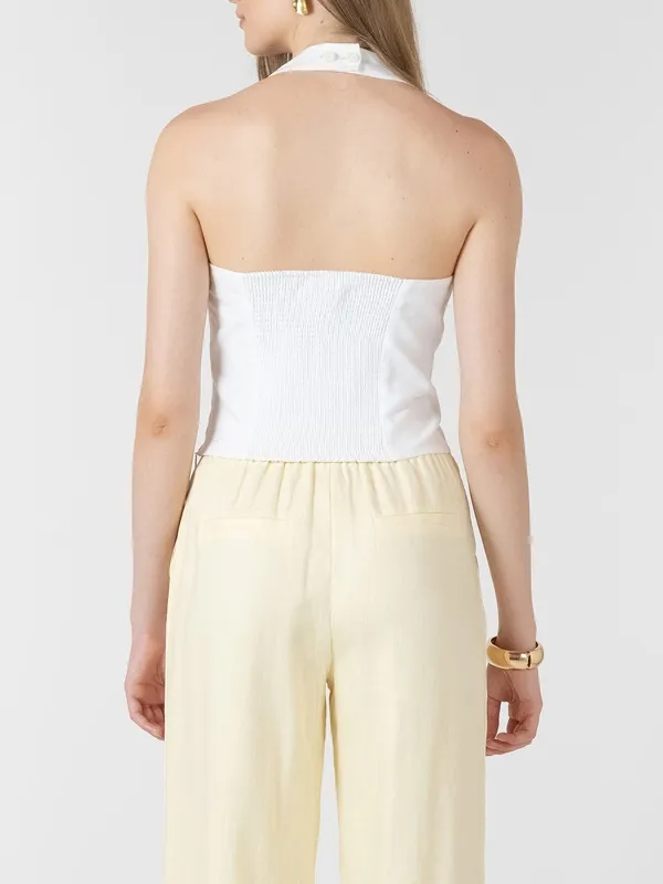 Linen Blend Halter Tank Top