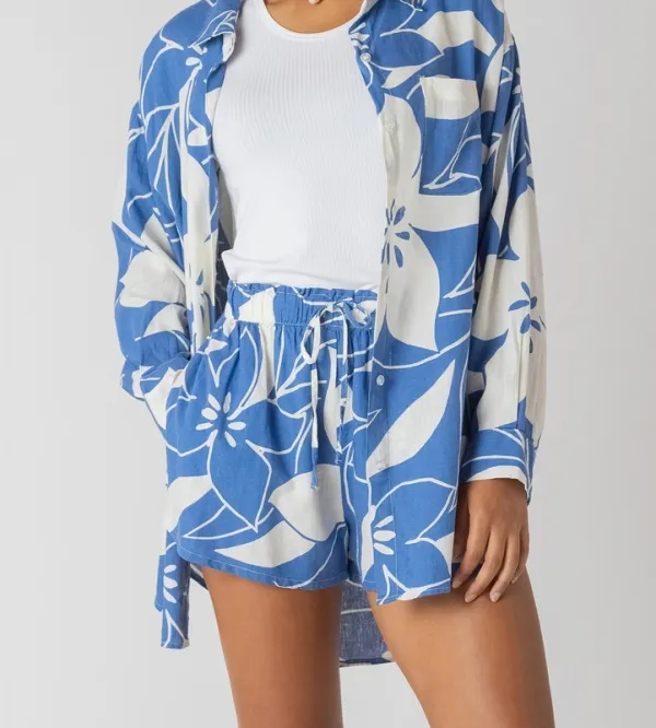 Button Front Linen Shirt Top