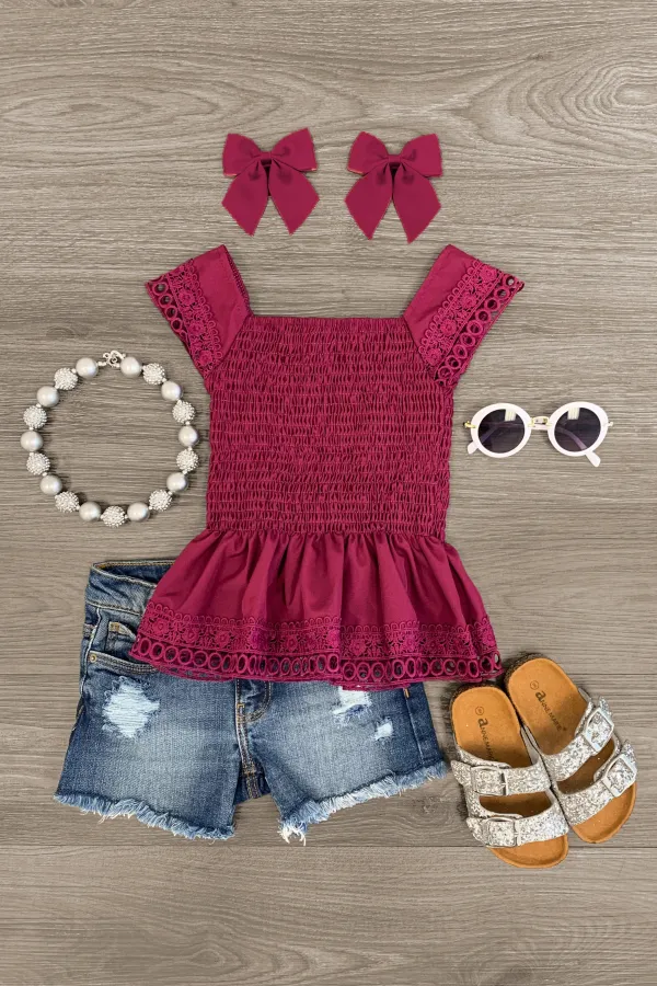 Lace Peplum Top