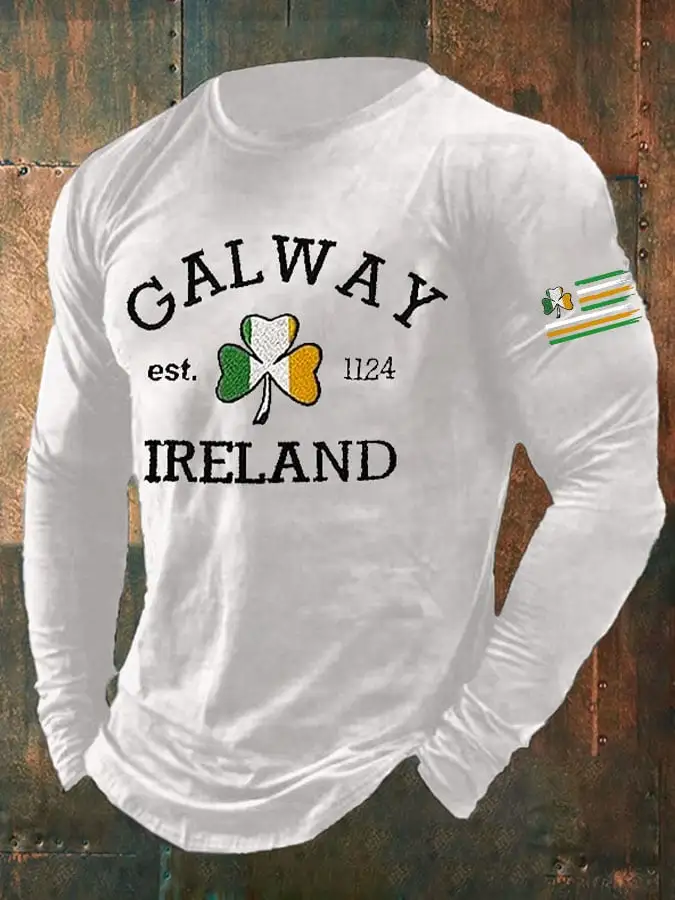 Men's Retro Galway Ireland Saint Patrick's Day Print T-Shirt