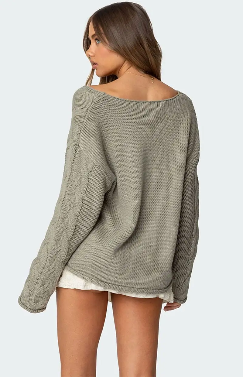 Edikted Inga Oversized Cable Knit Sweater