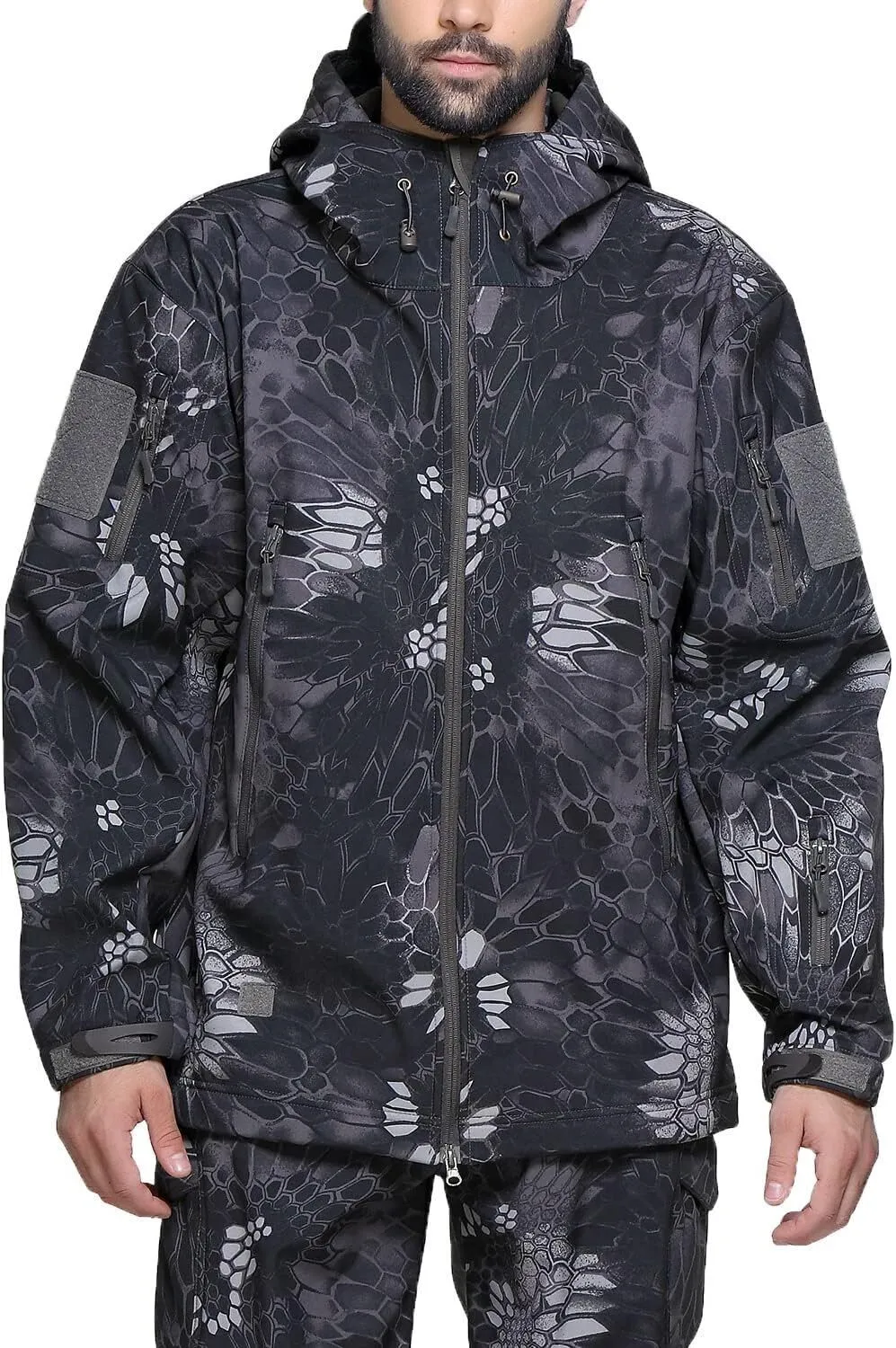 Men's Tactical Softshell Jacket Waterproof Fleece Hooded Hunting Coat