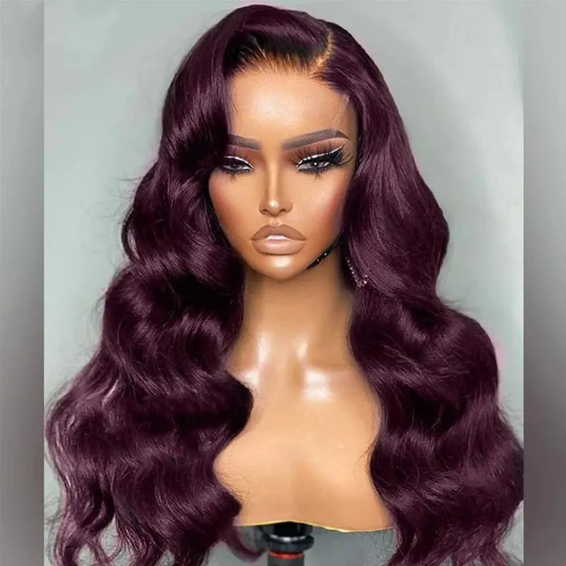 Hot Selling Sterly Hair Dark Purple Plum Body Wave Human Hair Wig BUG Colored Wigs