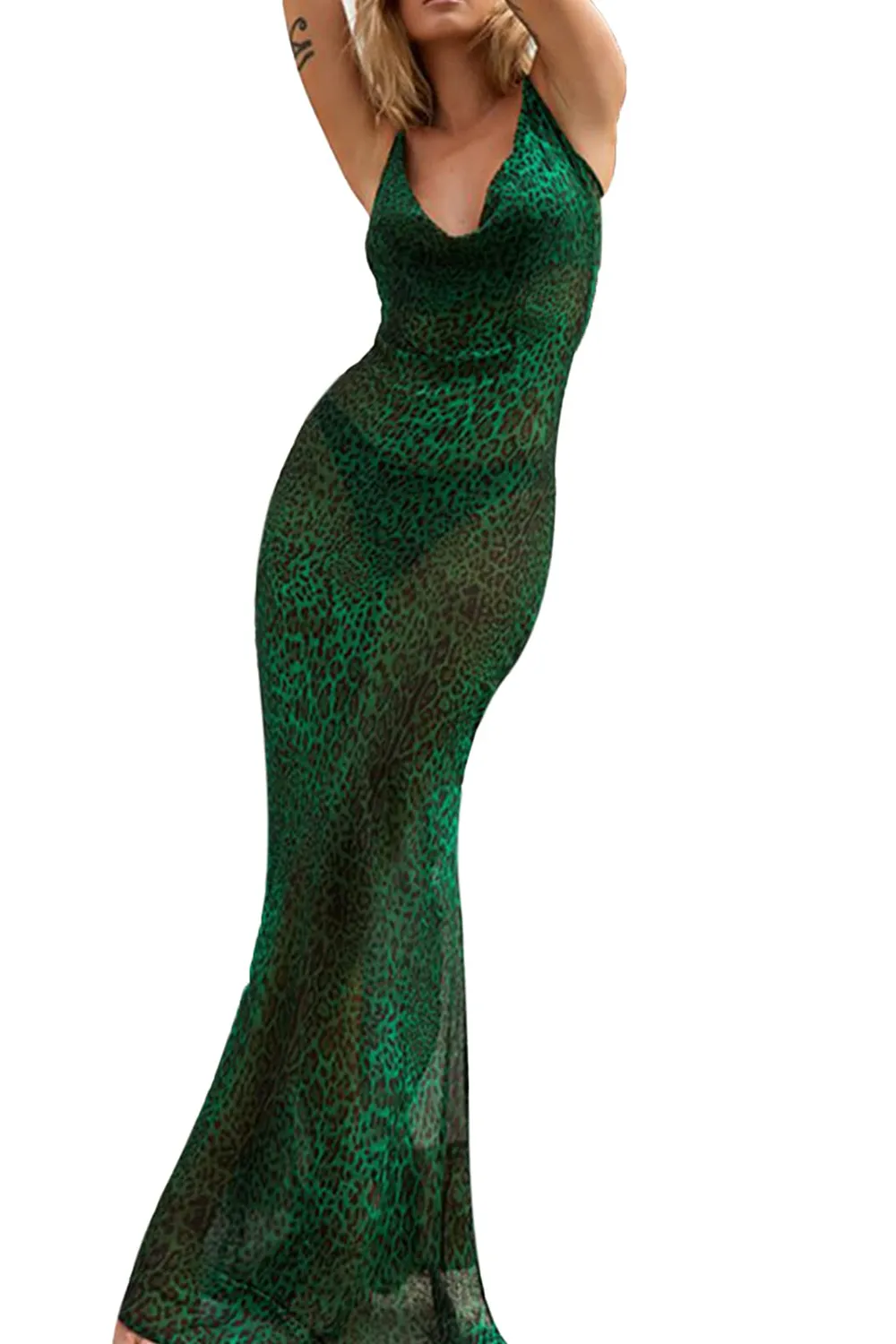 Women Sleeveless Tie Shoulder Backless Ribbed Knit Dress