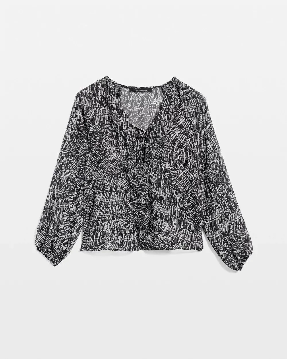 Printed Ruffle Front Blouse