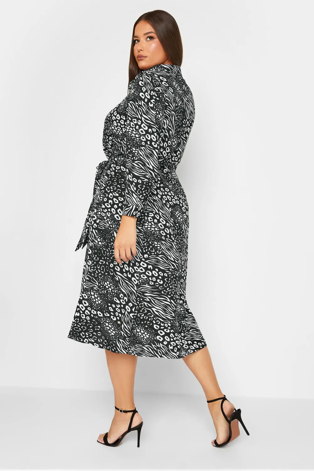 YOURS LONDON Curve Black Animal Print Shirt Dress