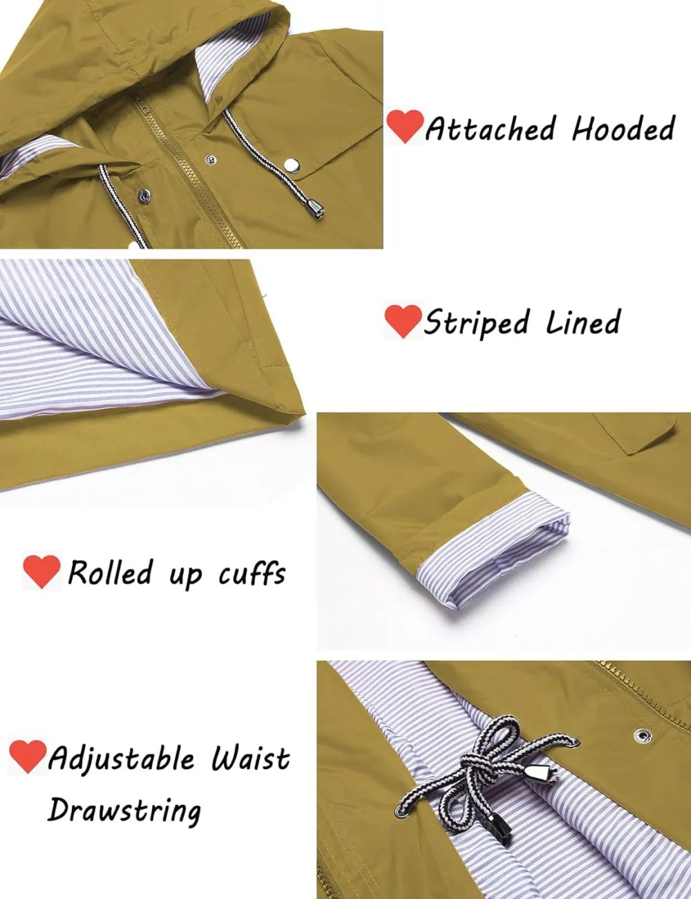 Womens Lightweight Hooded Waterproof Active Outdoor Rain Jacket S-XXL