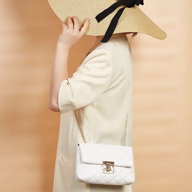 Women's Handbag Crossbody Bag Shoulder Bag Mobile Phone Bag PU Leather Office Daily Buckle Adjustable Large Capacity Waterproof Solid Color Black White Beige