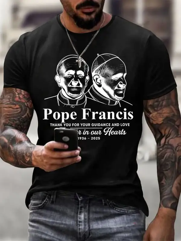 Men's Rest In Peace 1936-2025 Print Short Sleeve Round Neck Cotton T-Shirt