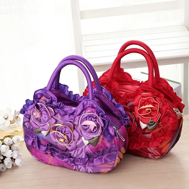 Women's Handbag Silk Party Daily Flower Durable Anti-Dust Solid Color Black Red Blue