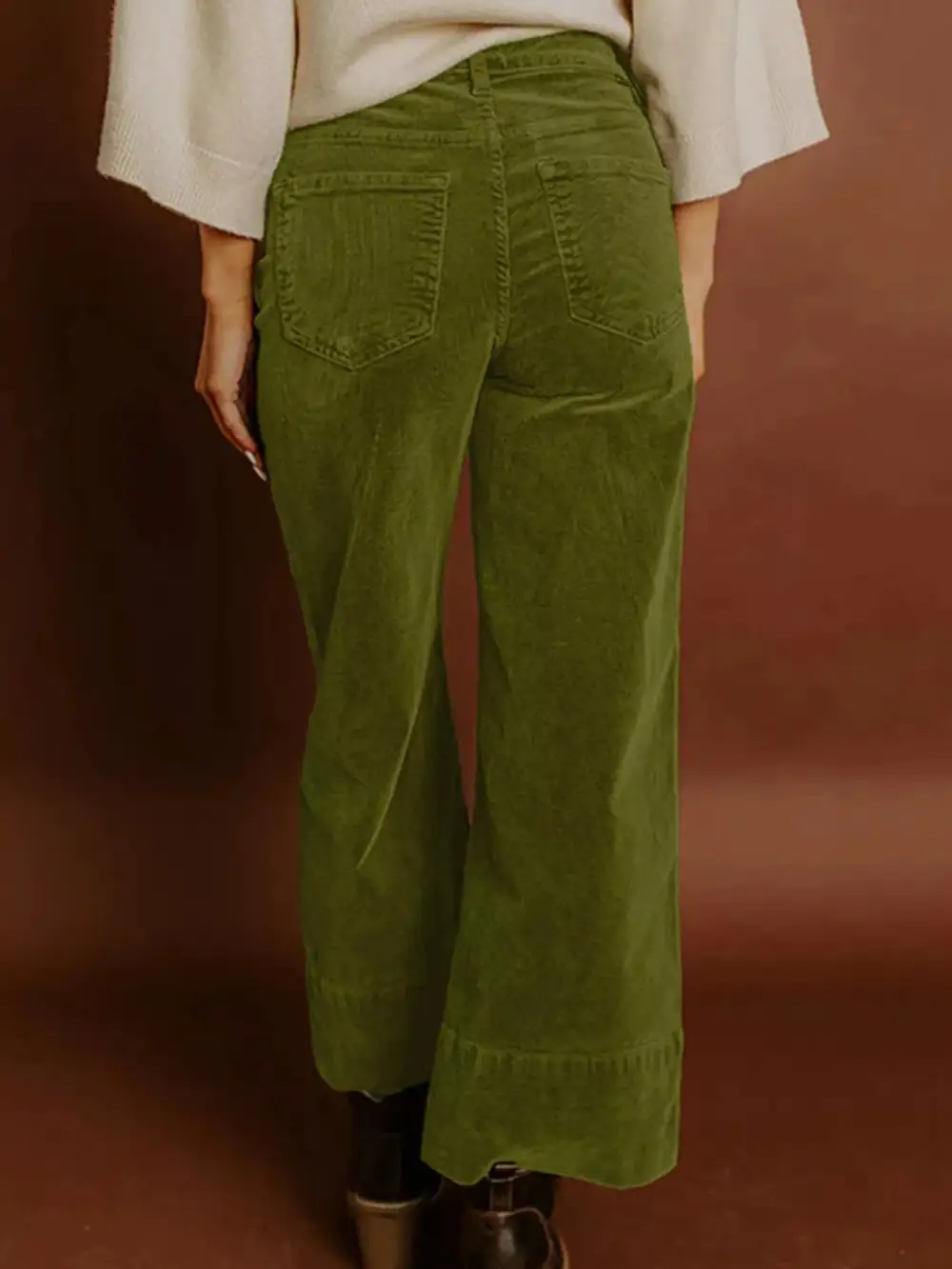 Corduroy Solid High Waist Wide Leg Pants