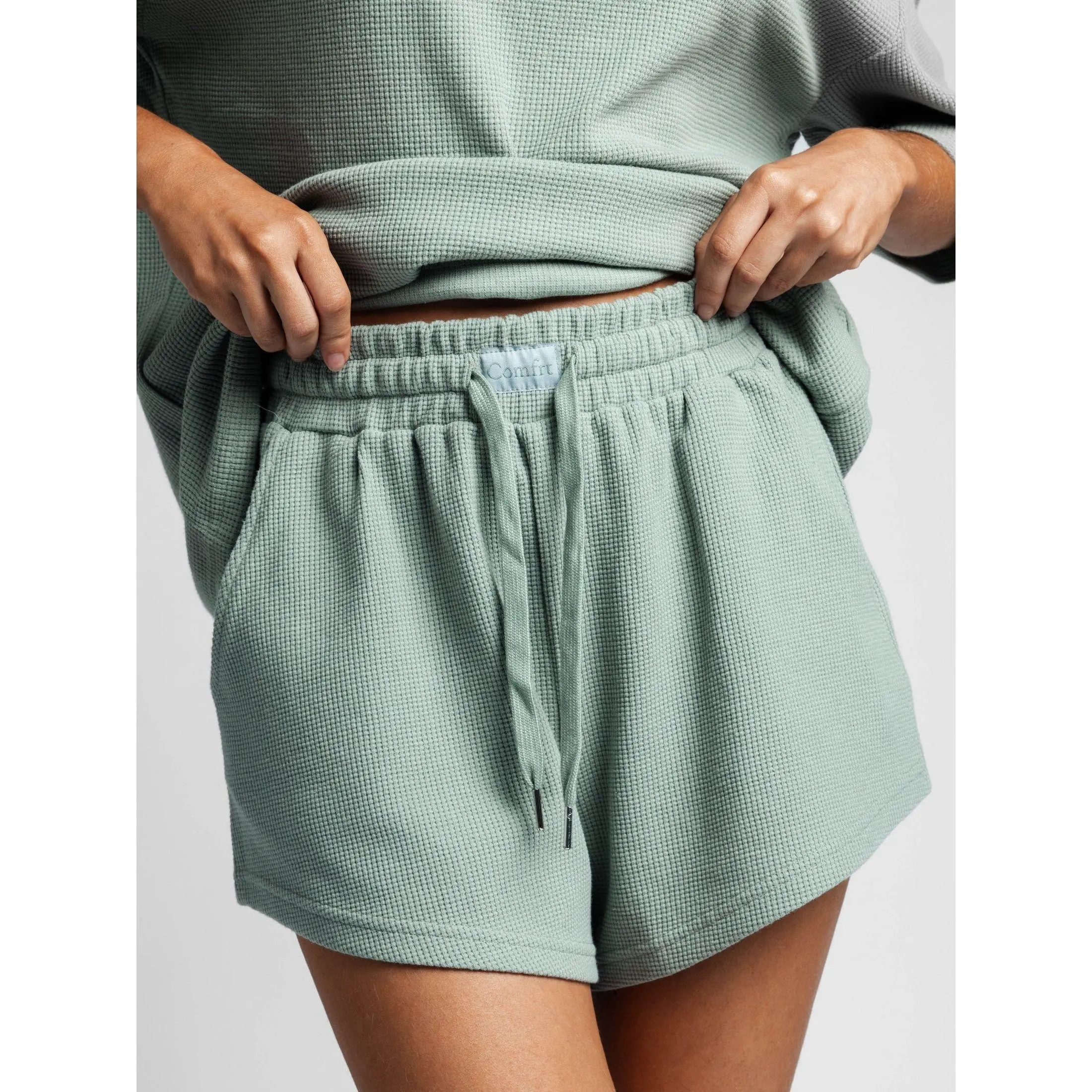 🔔🔔🔔🔔🔔🔔🔔🔔🔔🔔🔔🔔Last Few Hours &ndash; Act Fast ! Women's Textured Waffle Knit Lounge Shorts With Drawstring