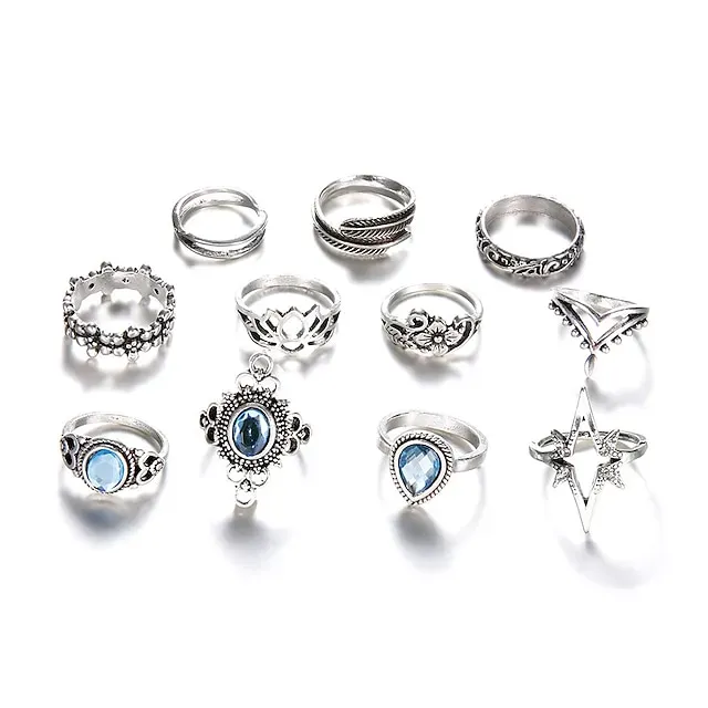 11pcs Ring For Women's Birthday Sport Gift Acrylic Alloy Classic Precious