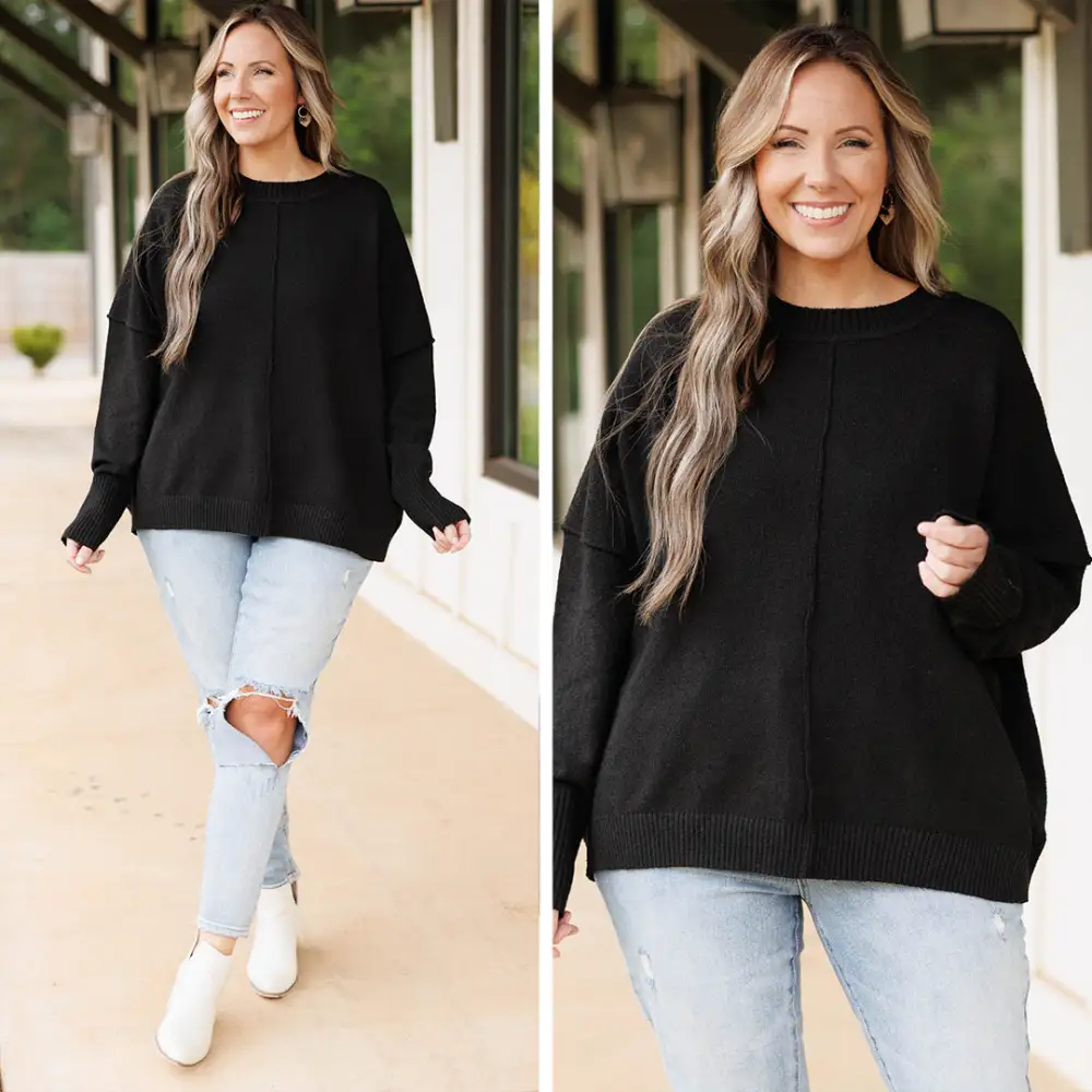 Hard To Move On Sweater, Black