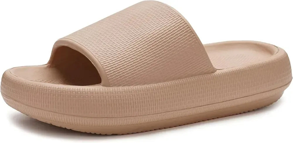 WHITIN Pillow Slippers for Women Non Slip | Cushioned Thick Sole Slides | Quick Drying Bathroom Sandals