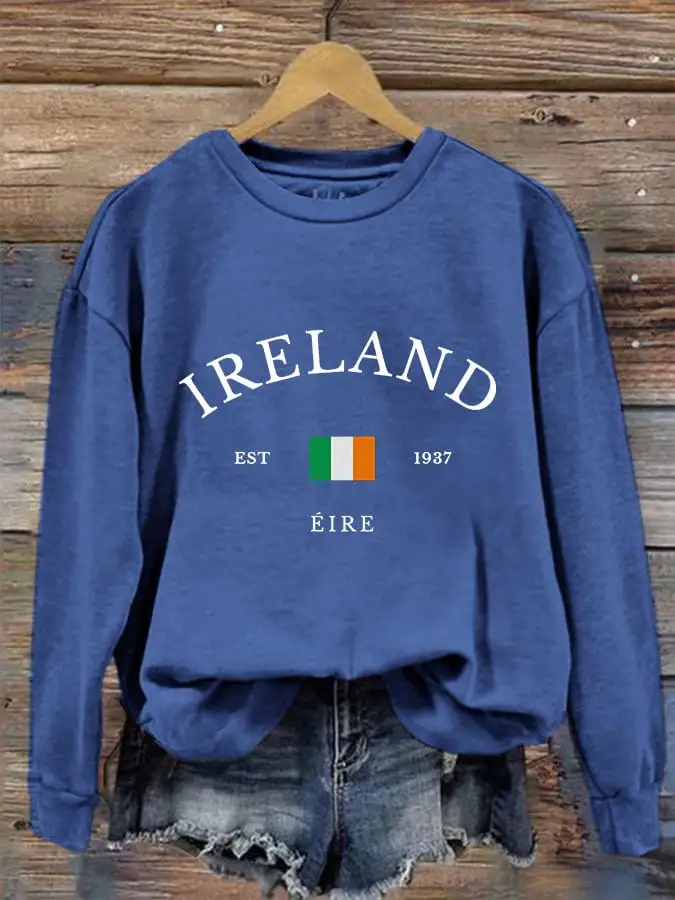 Women's Ireland St Patrick Day Print Crew Neck Sweatshirt