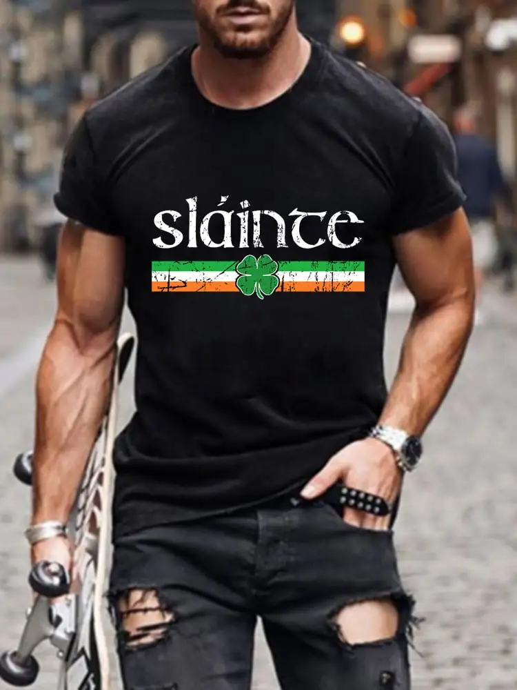 Men's Slaince Shamrock Print Short Sleeve T-Shirt