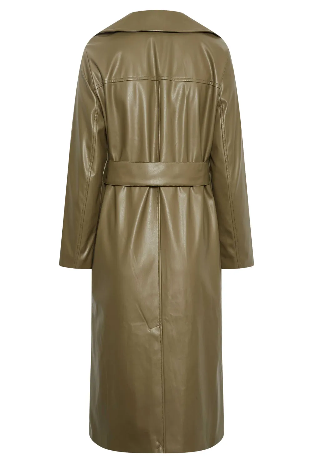 LTS Tall Olive Green Faux Leather Trench Coat