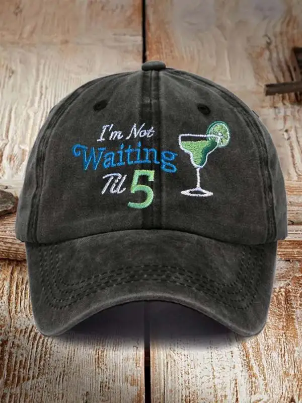 Retro I'm Not Waiting Til 5 Margarita Print Baseball Cap
