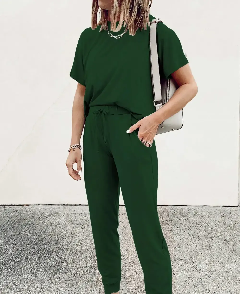 Two Piece Outfit Short Sleeve  Pullover Tops Tracksuits