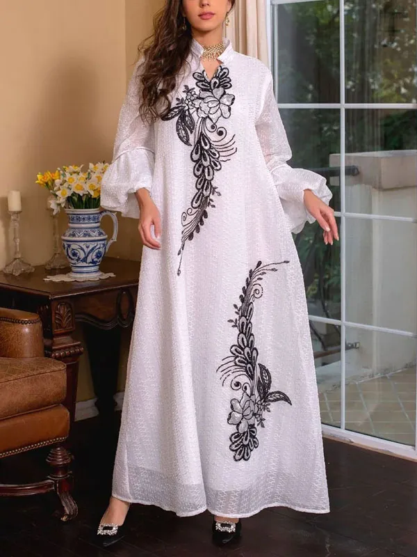 Lantern Sleeve Lace Airy Lace Up Women's Dress