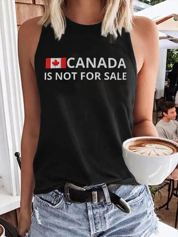 Women's Canada Is Not For Sale Print Crew Neck Tank Top