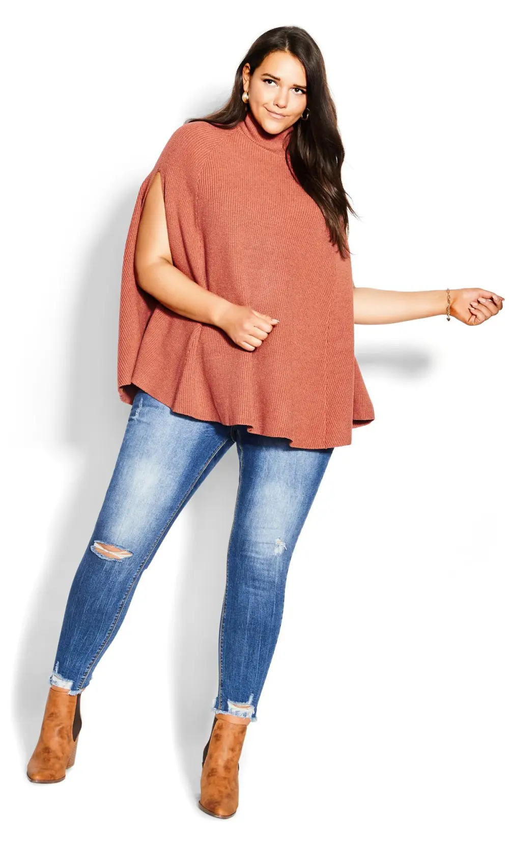 Evans Rust Orange Sleeveless Knitted Vest