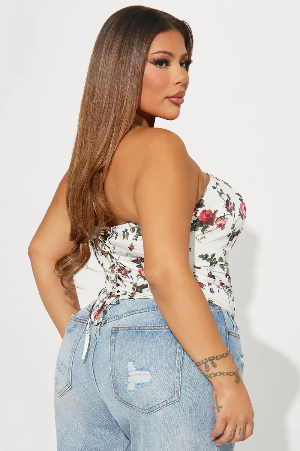 Rosey Days Corset Top - White/combo