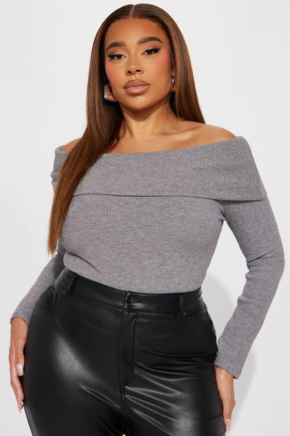 Sophia Heavy Rib Top - Grey