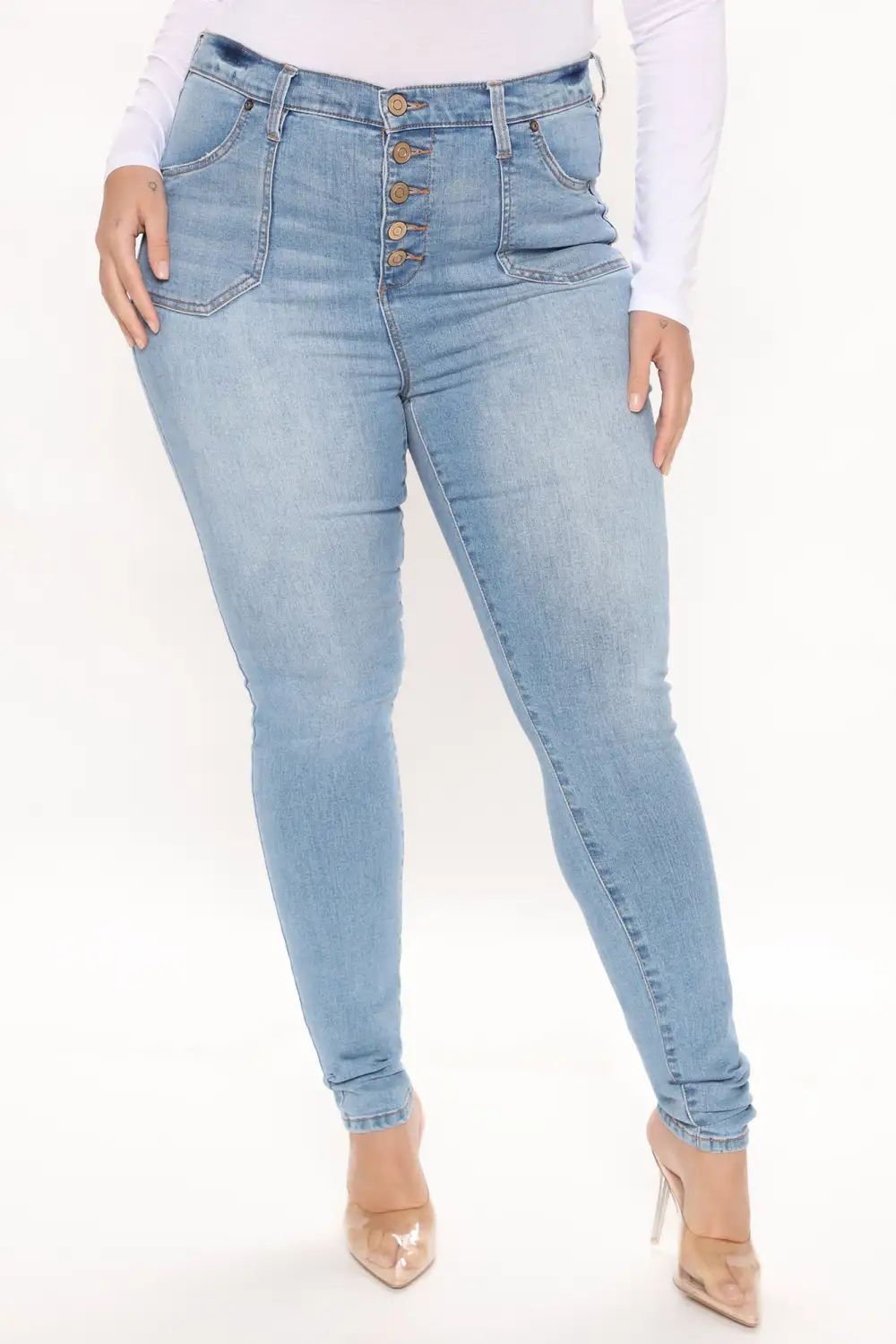 Tall Nequita High Rise Skinny Jeans - Light Blue Wash