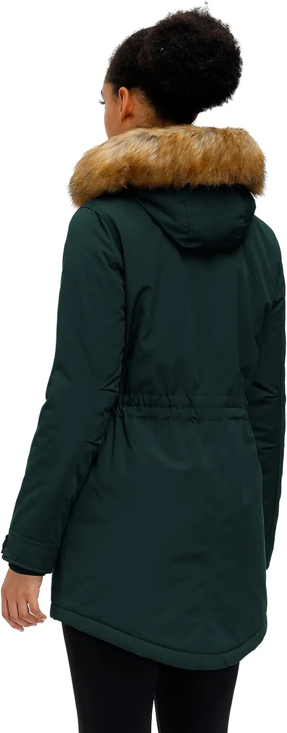 Women's Winter Coats Fleece Lined Parka Jacket Hooded Long Winter Warm Parka Coat with Pockets